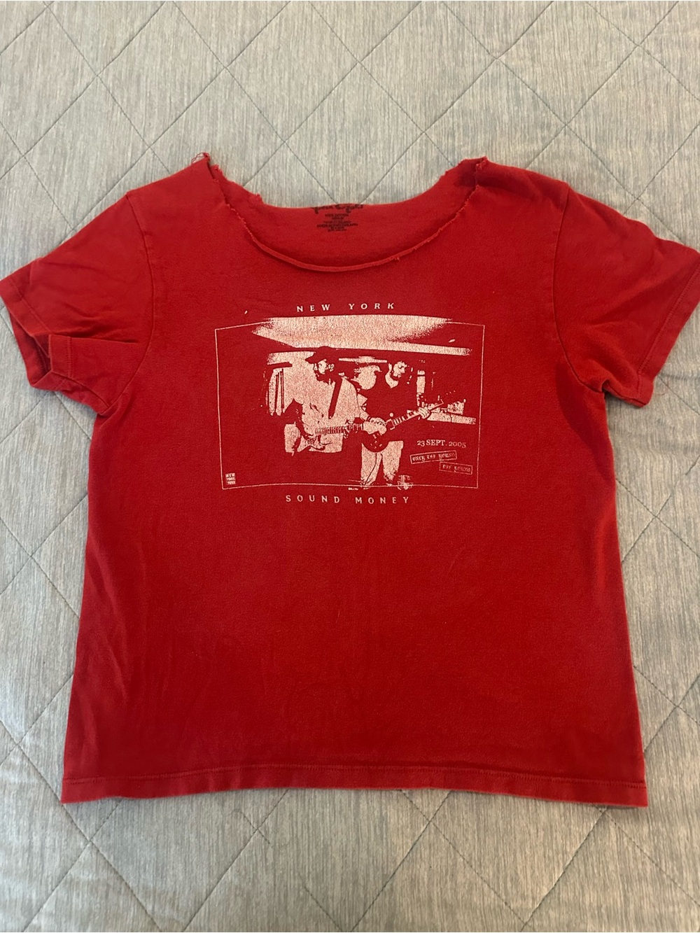 Brandy Melville Red New York Sound Money Graphic Tee